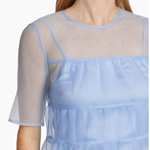 Staud Hyacinth Tiered Organza Overlay Maxi A-Line Dress in French Blue NWT - Picture 5 of 9